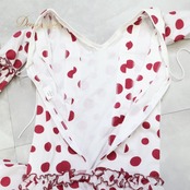 フラメンコ 衣装 ワンピース ドレス 子供 キッズ ジュニア 水玉 ドット ボランテ フリル ダンス パーティ 発表会 赤 白 ホワイト系 レッド系 フラメンコ衣装 子供ドレス 可愛いデザイン ダンス衣装 発表会用 衣装 おしゃれ 赤ドット 白ドット フリルスリーブ