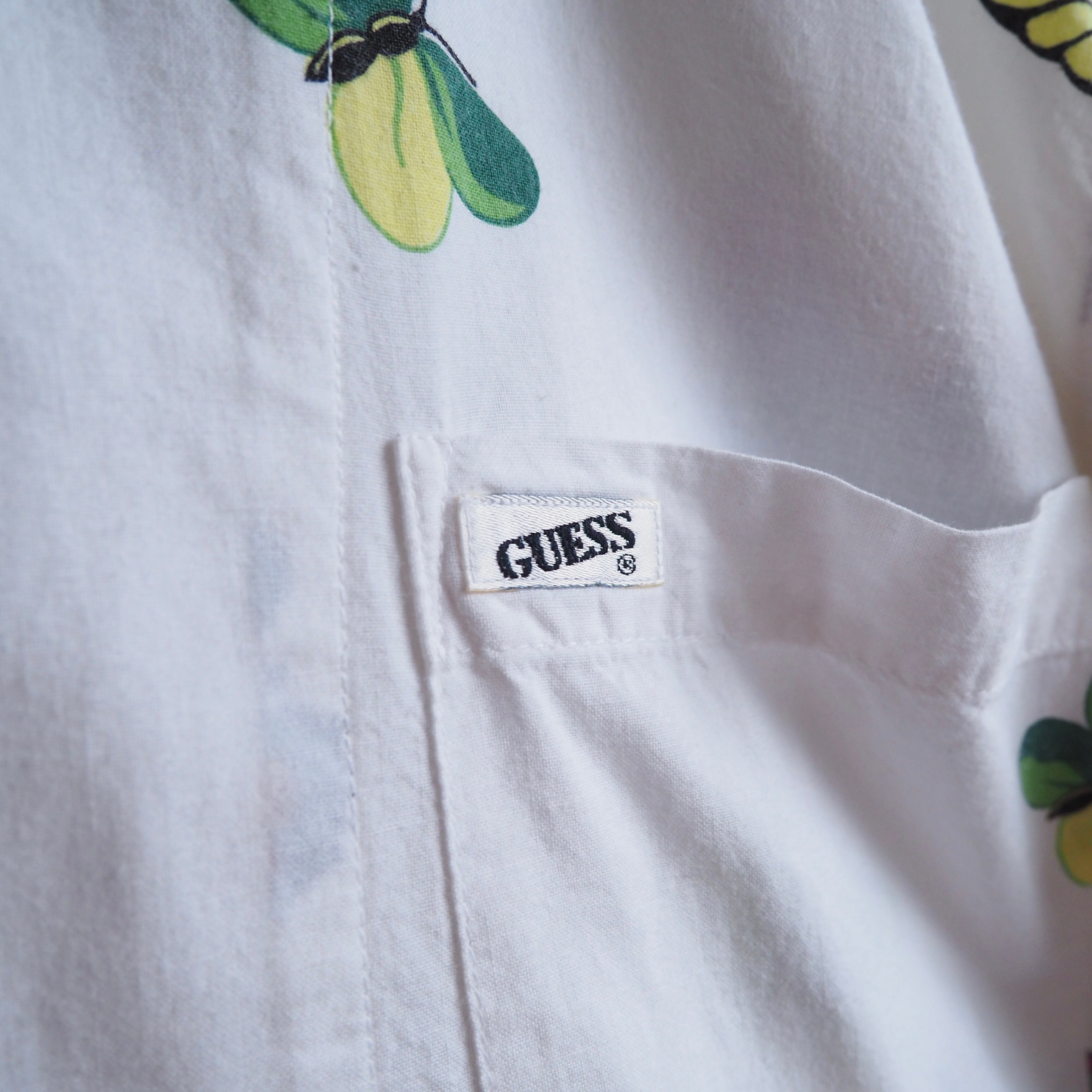 1990s ” Georges Marciano for GUESS ” Butterfly printed cotton SS shirt (made in Usa)