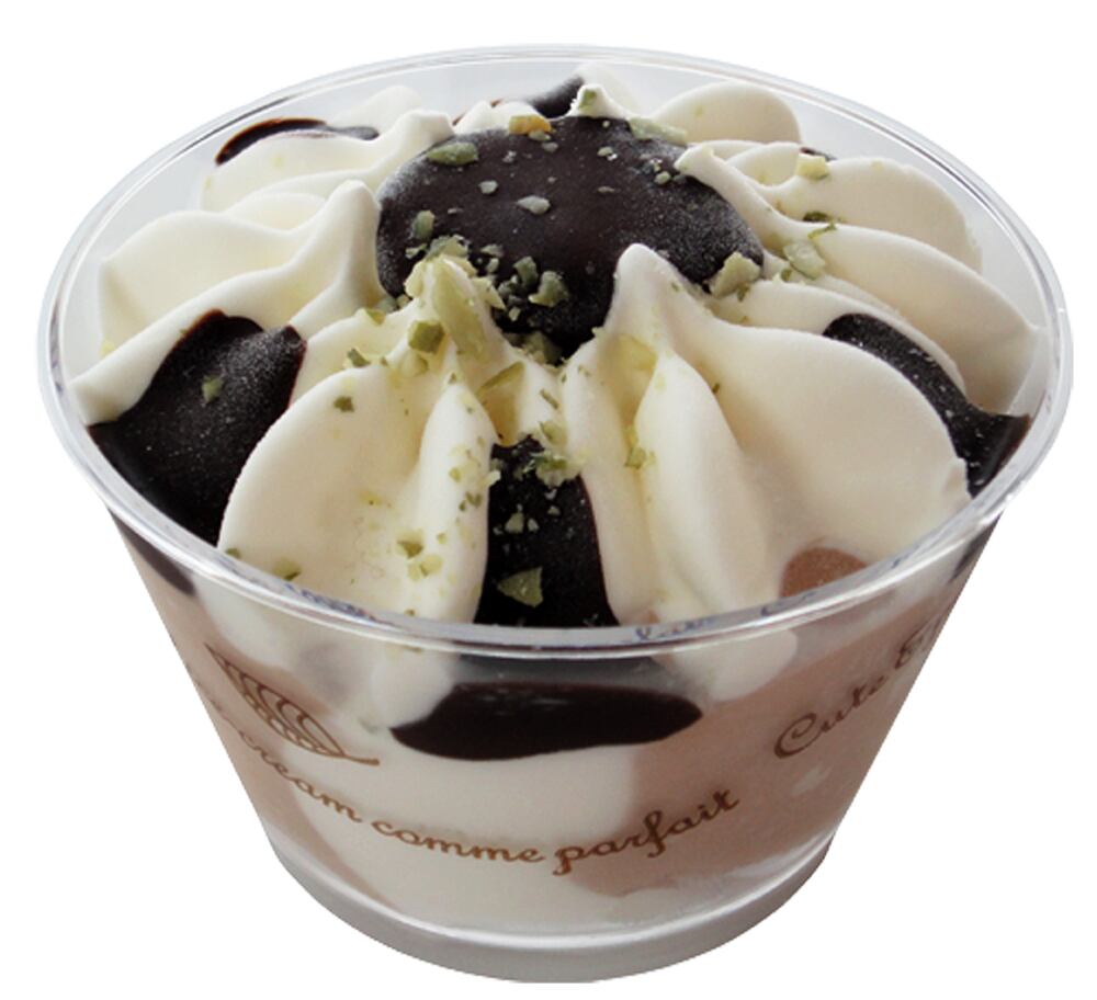 【業務用】 プチパフェアイス チョコ & バニラ 90ml×24個入| 2色デコレーション仕立ての 冷凍カップスイーツ (北海道・沖縄・離島配送不可)