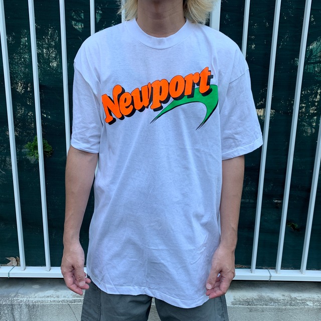 80s Newport ニューポート タバコ銘柄 プリントTシャツ 白 XL