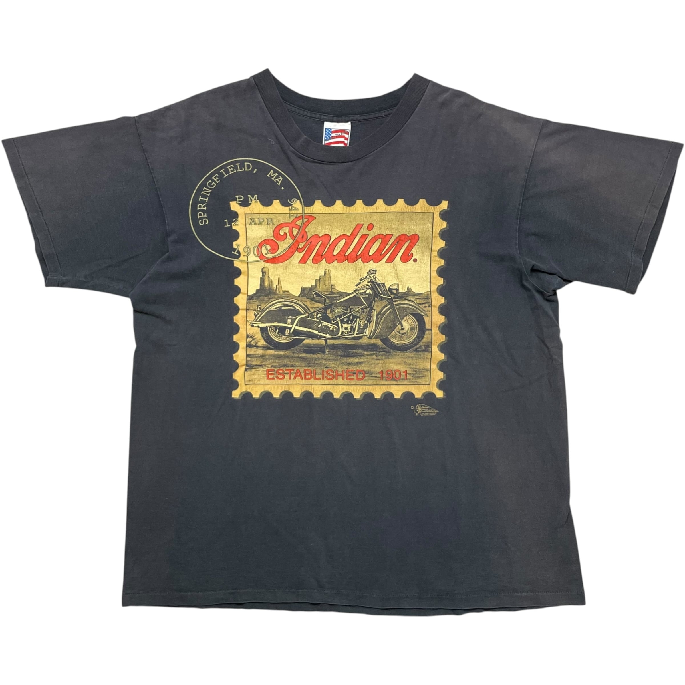 《XL》TRINITY PRODUCTS トリニティ・プロダクツ Tシャツ フロントプリント バイク シングルステッチ ブラック 90年代 vintage no.10535