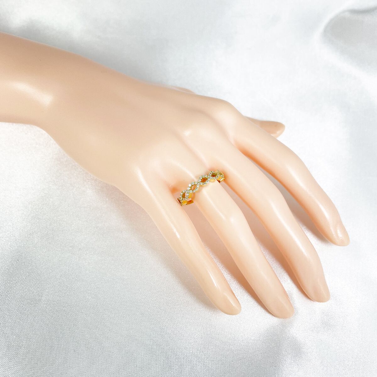 K18 天然ダイヤモンド 0.30ct ウェーブ リング - リング・指輪