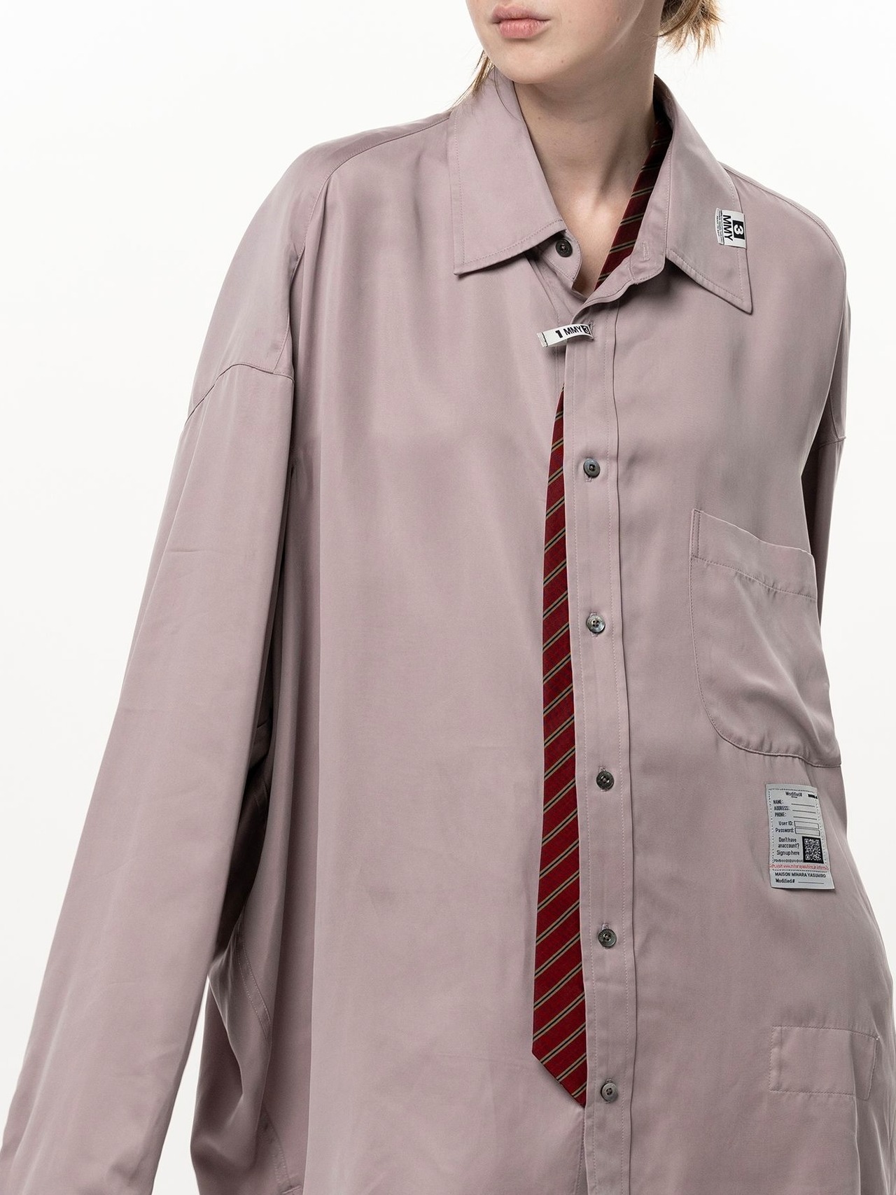 【26AW】Maison MIHARA YASUHIRO ミハラヤスヒロ / シャツ / Attached Tie Long Sleeve Satin Shirt - 5