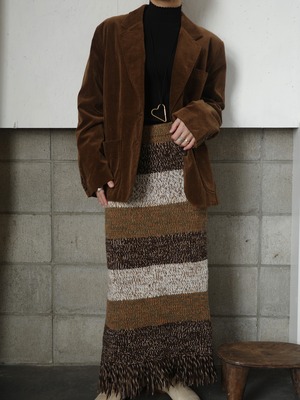 <vintage>knit fringe border skirt