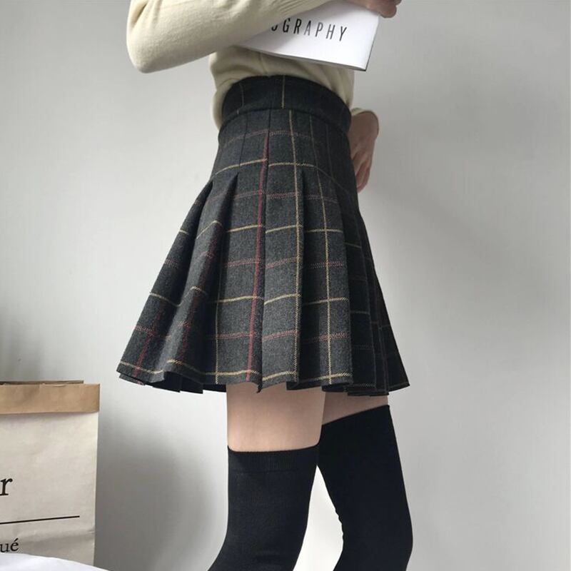 2020年新作ハイウエストチェック柄スカートプリーツスカートスモールフレッシュショートスカートハイウエストスカート秋冬婦人服トレンド 萌量不足61519519519