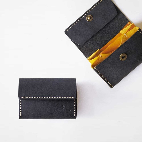 カードがたくさん入る ミニ財布【ネイビー×イエロー】