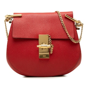 クロエ ドリュー チェーン ショルダーバッグ レッド レザー レディース Chloe 【中古】