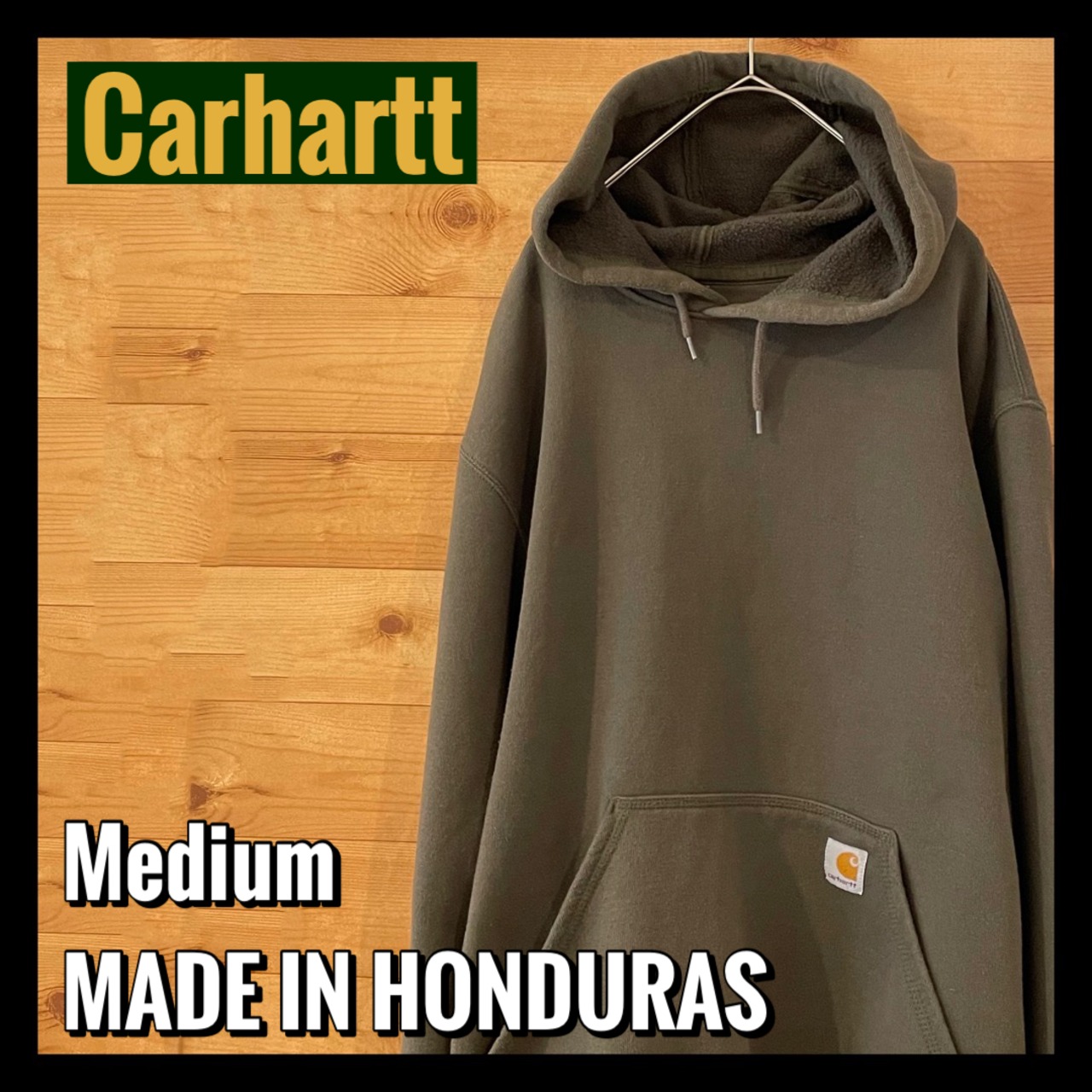 【Carhartt】プルオーバー パーカー M ワンポイントロゴ カーキ カーハート アメリカ古着