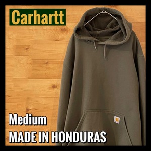 【Carhartt】プルオーバー パーカー M ワンポイントロゴ カーキ カーハート アメリカ古着