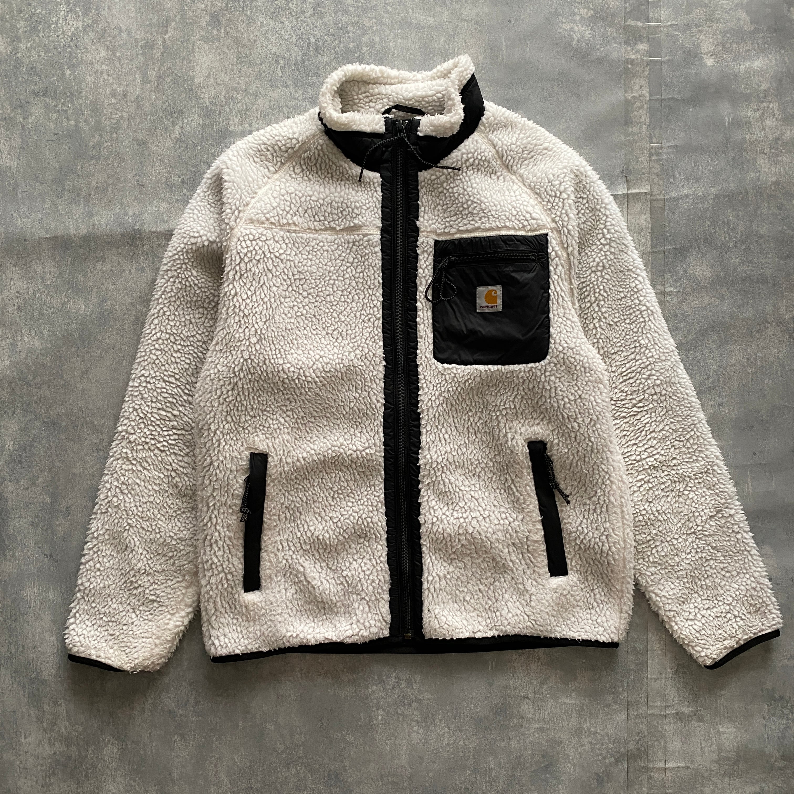 carhartt wip カーハート　ラベルロゴ　ホワイト　ボアフリースジャケット