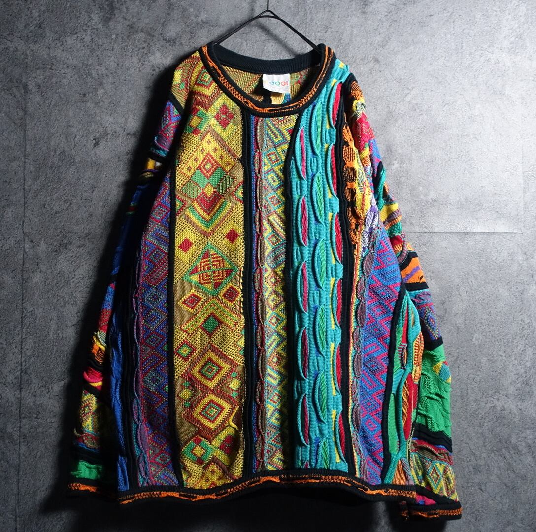 90s “COOGI” Multicolor 3D Pattern Design Mercerized Cotton Knit