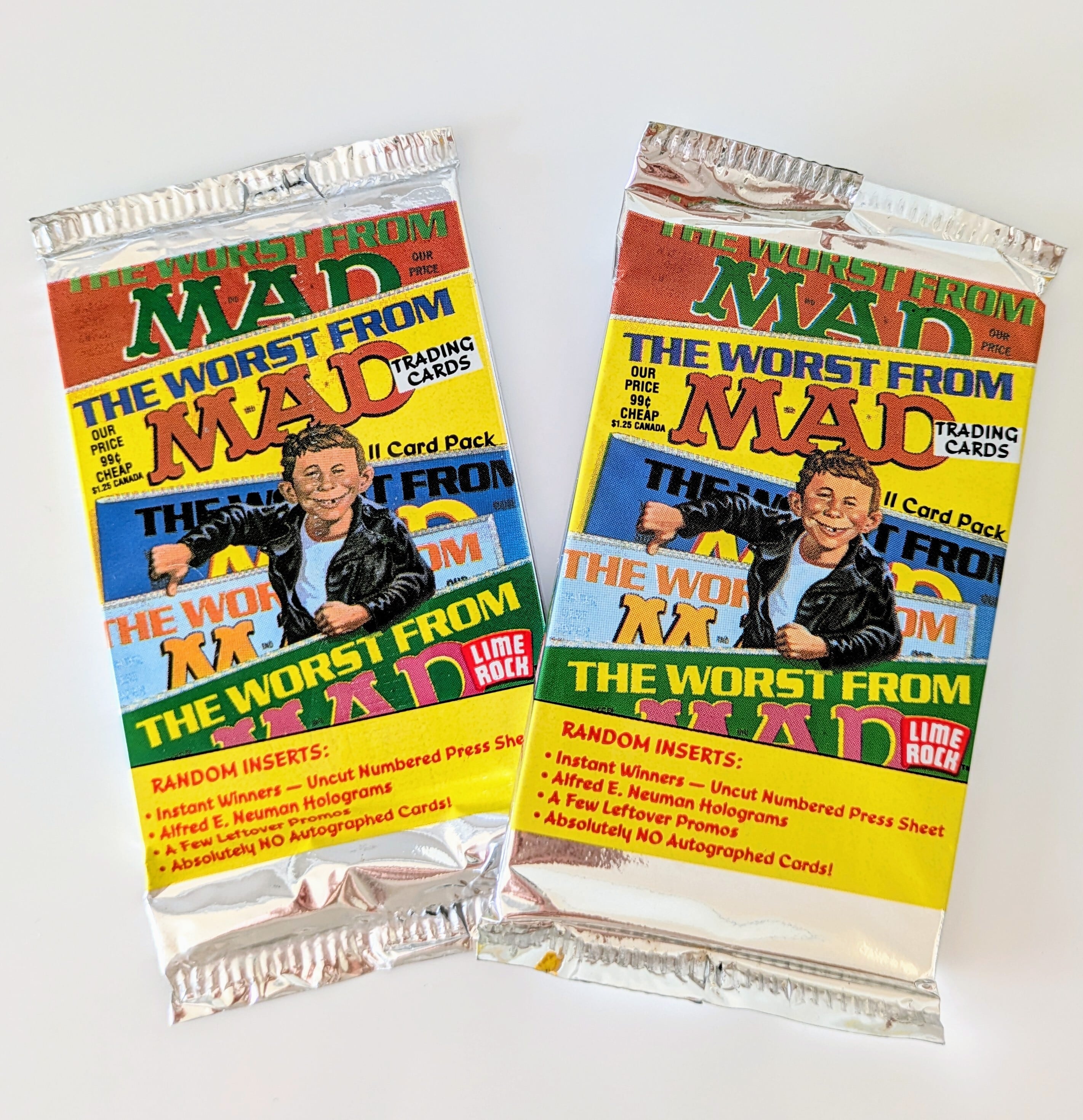 送料無料!☆ 1992年製 LIME ROCK【 THE WORST FROM MAD MAGAZINE SEALED TRADING CARD Series 1 】マッドマガジン シリーズ1 トレーディングカード 単品 (1個= 10〜12CARDSランダム入)〚アメリカン雑貨 アメトイ〛