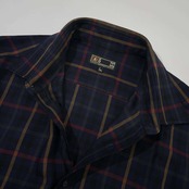 DAKS ダックス チェック柄 長袖シャツ L/ネイビー/vintage