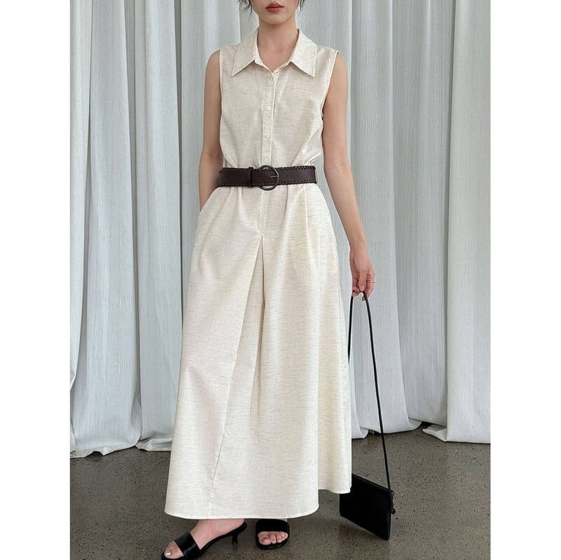 sleeveless military long dress 103086