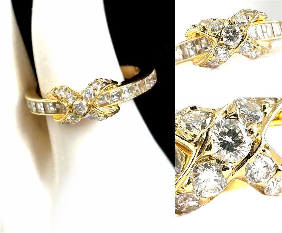 【現行品】ティファニー K18YG ダイヤモンド リング 9号 定価22万円相当 現行品】ティファニー K18YG ダイヤモンド リング 9号 定価22万円相当