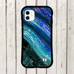iPhoneケース シェル 貝殻模様｜ブルーグリーンのオーロラシェル柄プリント SHELL001-2