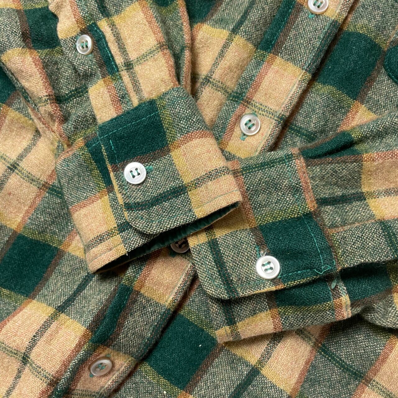70〜80年代 ARROW ウールシャツ チェックシャツ メンズM 古着 70s 80s