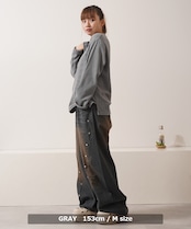 ◆クロス刺繍 ピグメント ヘンリーネック ワッフル ロンT◆wi-981022