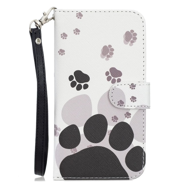 case ForGRATINA KYV48 かわいい スマホケース Android One S6カバー手帳型 アンドロイドワン S6ケース 手帳型かわいい猫の足跡 ストラップ スタンド機能付き マグネット付き カード収納 財布型 全面保護 (B1, に適用するGRATINA KYV48/Android One S6)