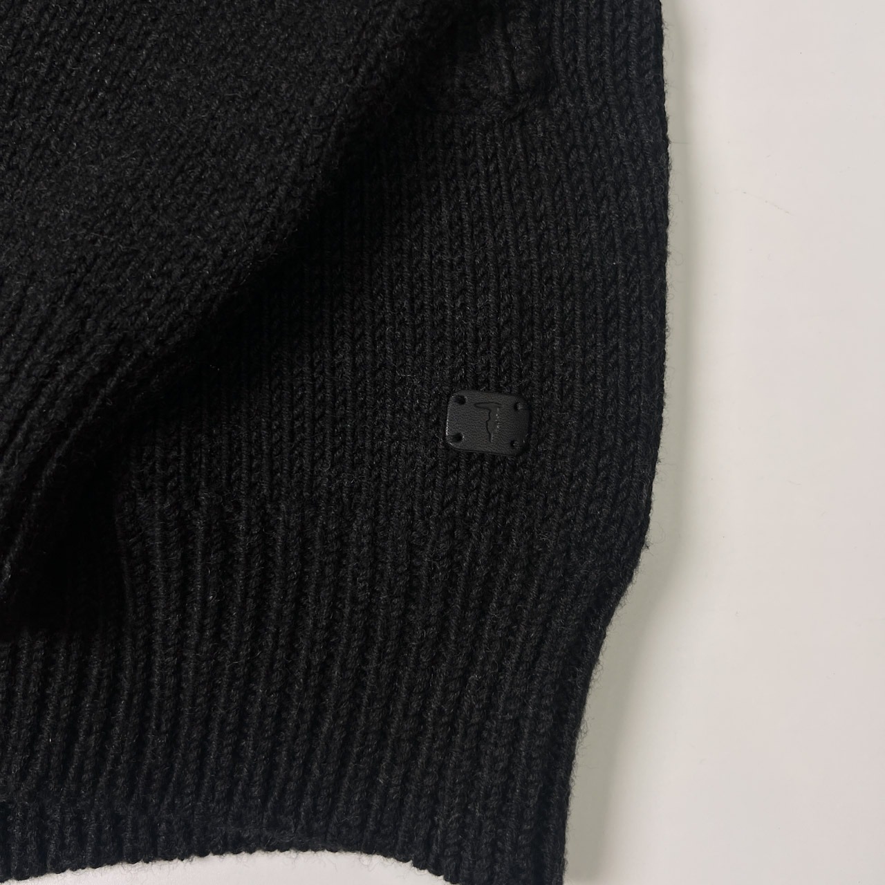 TRUSSARDI トラサルディ エルボーパッチ ラムウール ニットカーディガン L/ブラック