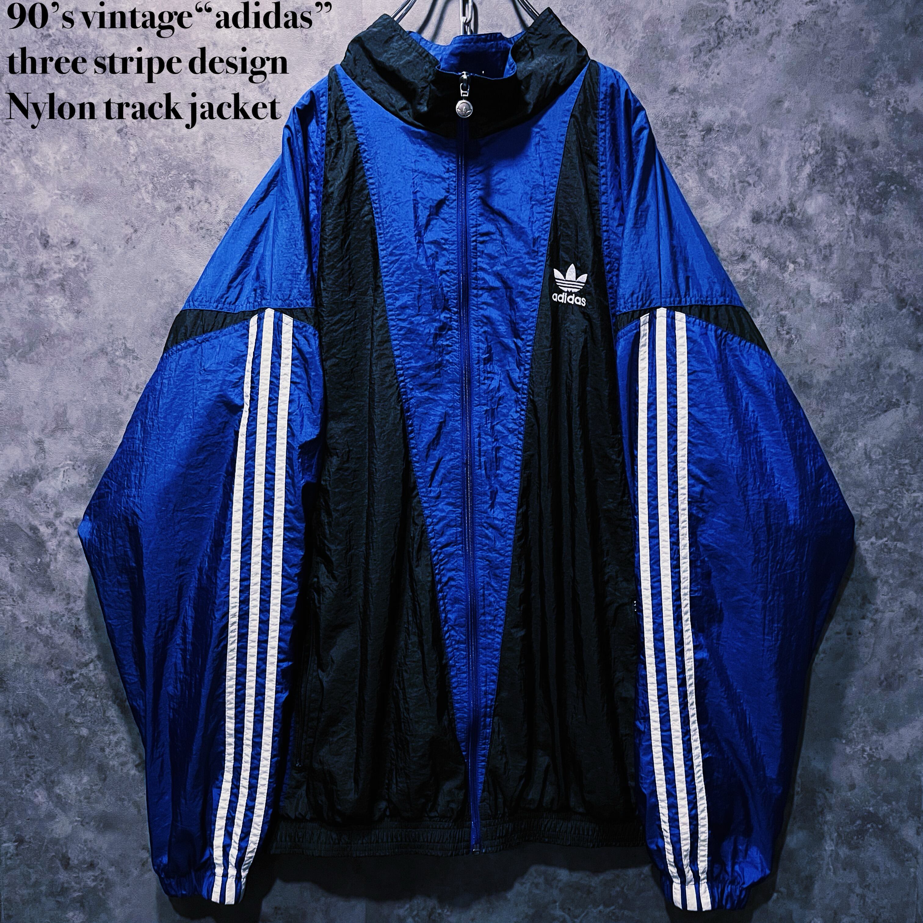 【doppio】90’s vintage“adidas” three stripe design Nylon track jacket