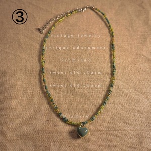 ハンドメイド アンティーク ハート アクセント ネックレス