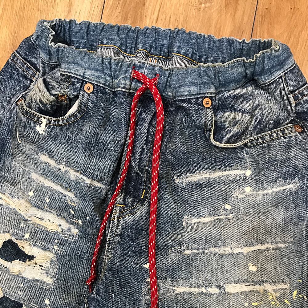 DENIM DUNGAREE(デニムダンガリー) dd722623-12oz HOME MADE デニム リメイク  イージーパンツ（ブルー）150-160cm