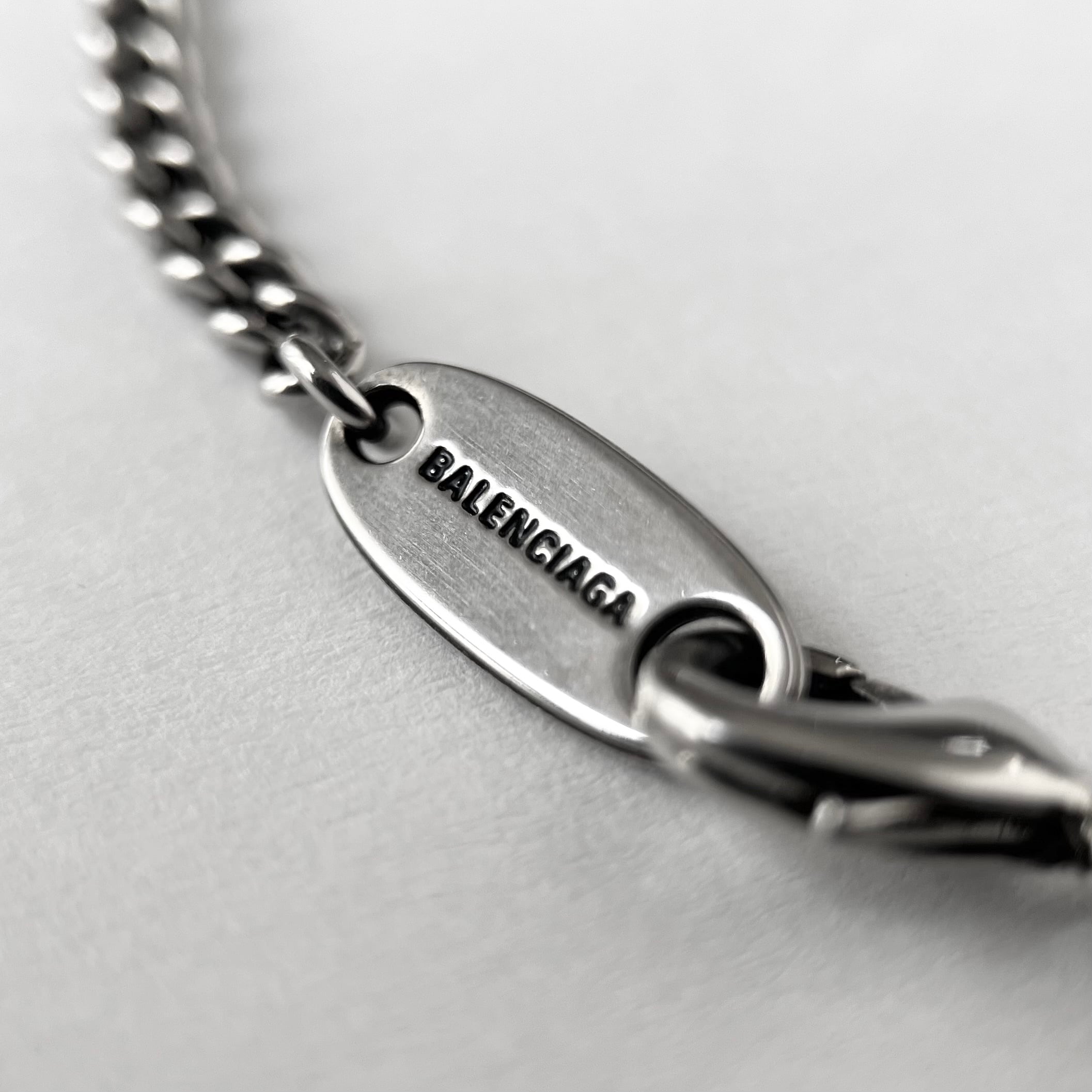 BALENCIAGA BB Icon Necklace Brass Antique Silver | BRAND RESORT