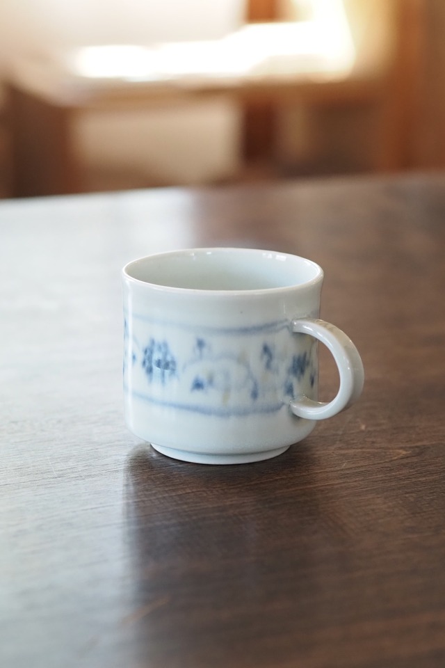 安南ルリ更紗唐草コーヒーカップ　村山朋子