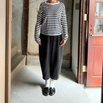 R&D.M.Co-/OLDMAN'S TAILOR　Gauze Border Drop Shoulder Shirt／ガーゼ　ボーダー　ドロップショルダー　Tシャツ #6736 BLACK