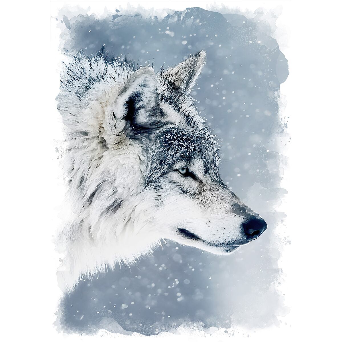 絵画 動物 オオカミの遠吠え インテリアアート額付き 水彩画・油絵調