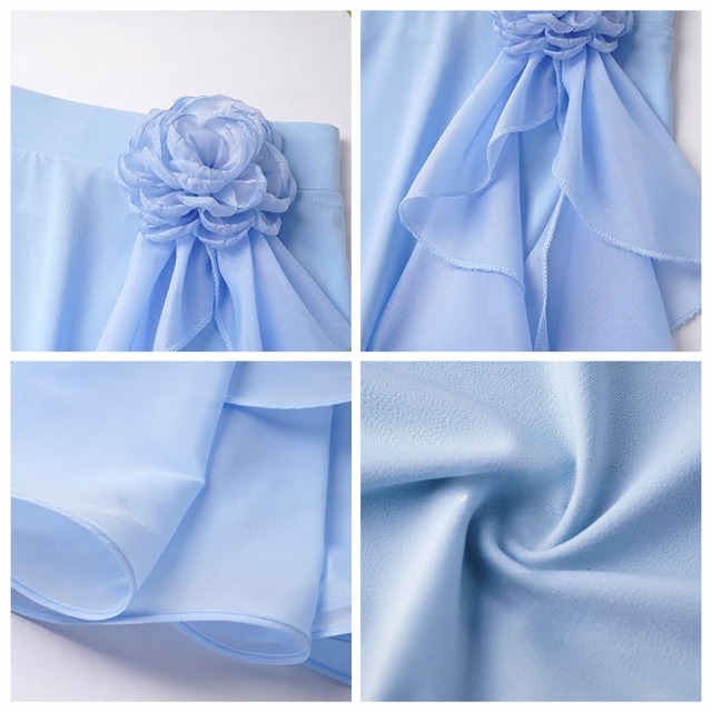 シアーフリル ティアード フラワーモチーフ ダンススカート 3col D00590