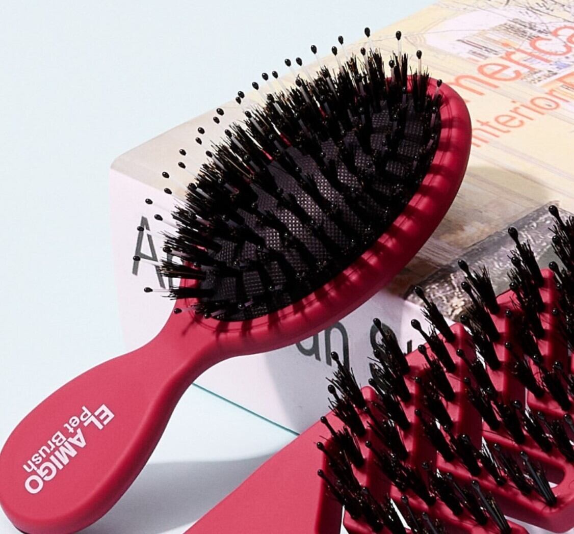 即納【EL AMIGO】Premium Pet Brush PearlSeries《RedPearl＆Magenta