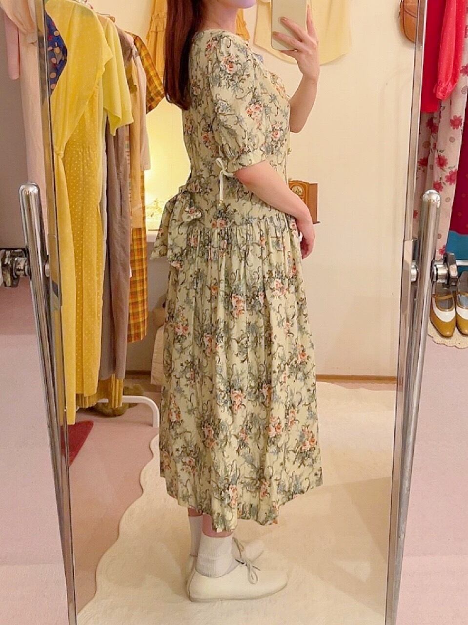 high laced shoes ribbon rose one-piece