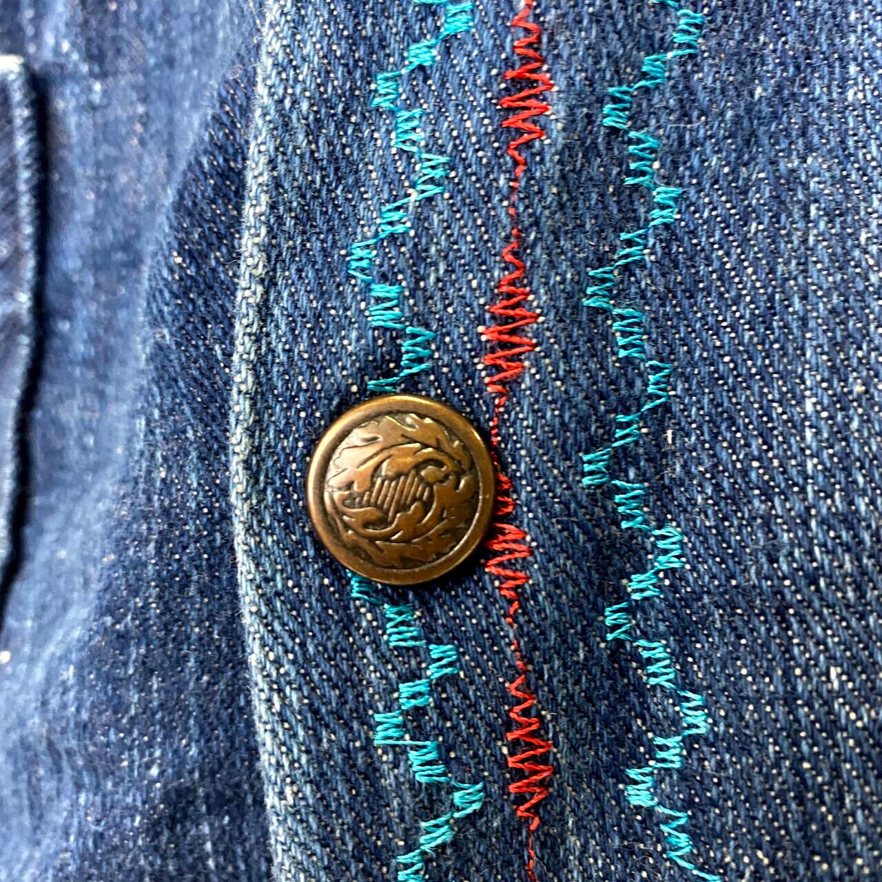 70s vintage カメ 刺繍 デニムジャケット Ruben's s.a.