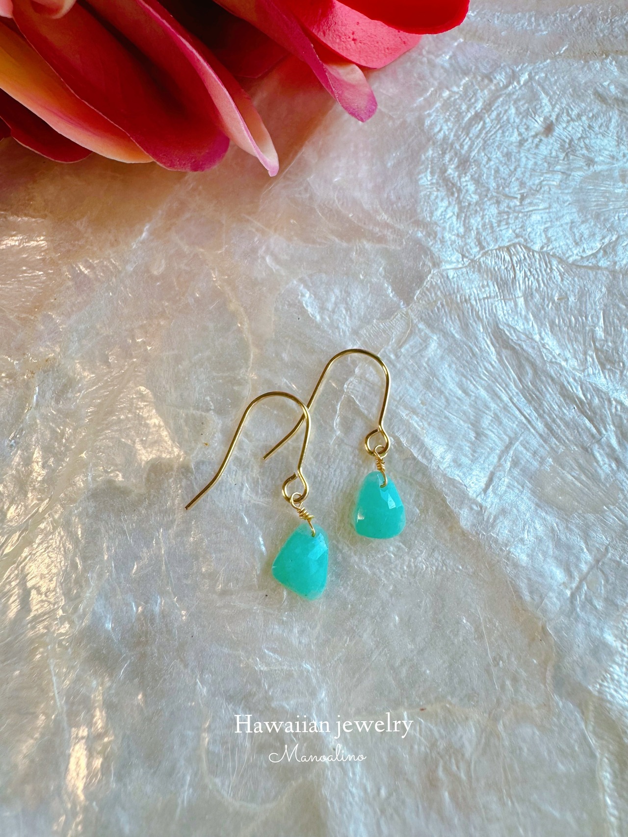 Amazonite natural stone earrings(ペルー産アマゾナイトピアス、イヤリング)