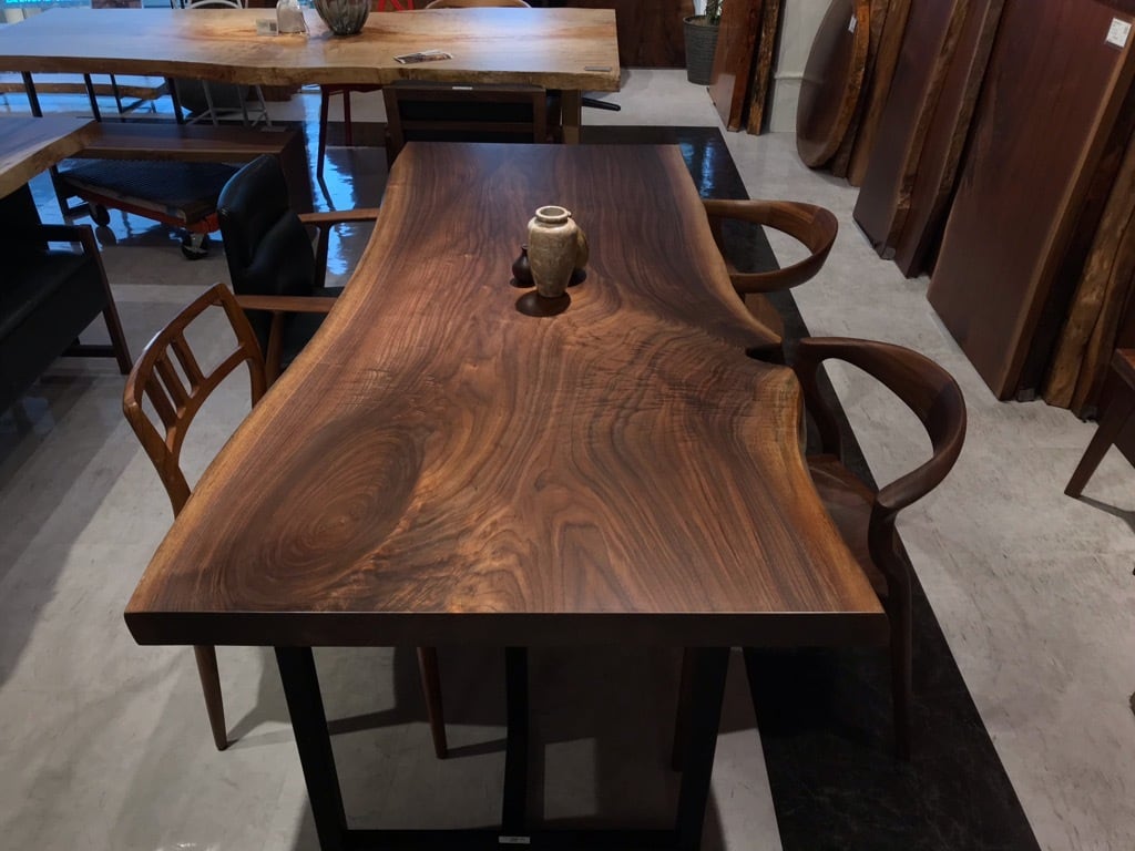 ウォールナット_1890×740-790-850×58_横浜元町店_テーブル天板/一枚板