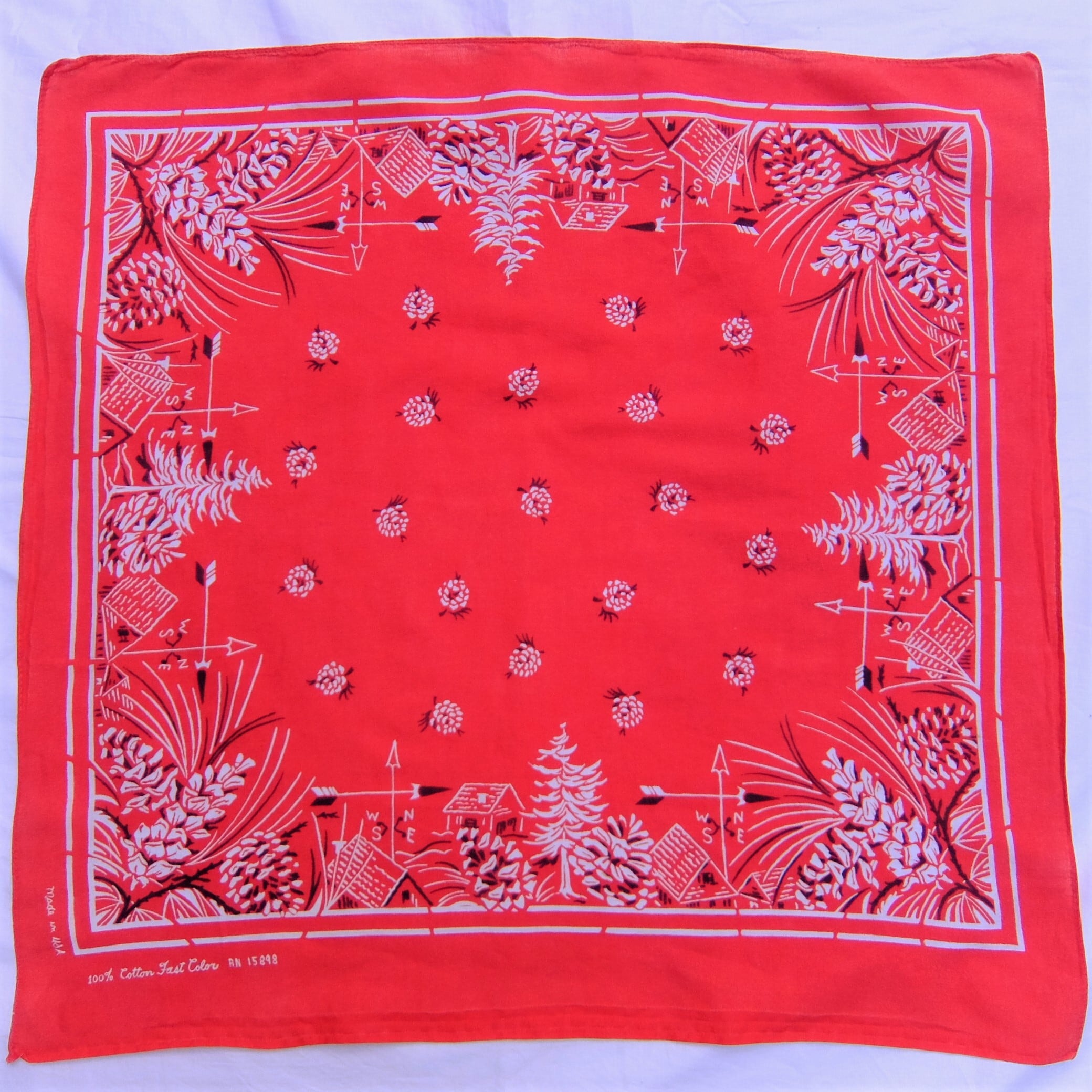 60's Vintage Bandana 100% Cotton Fast Color 