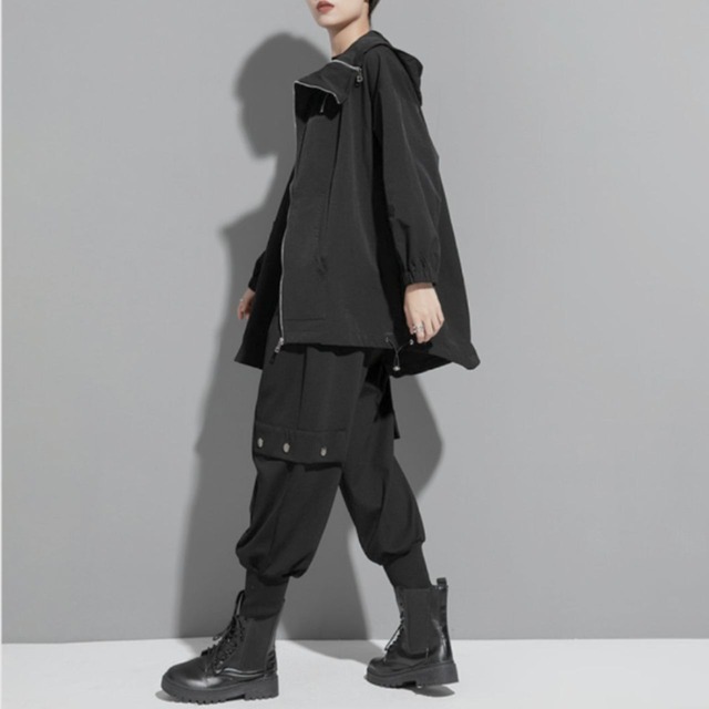 Diagonal zip hoodie blouson C0097