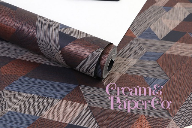 マットブラック ×ブラウン Geometric FL1-775301MT for DIY 53㎝×10m リピート64㎝