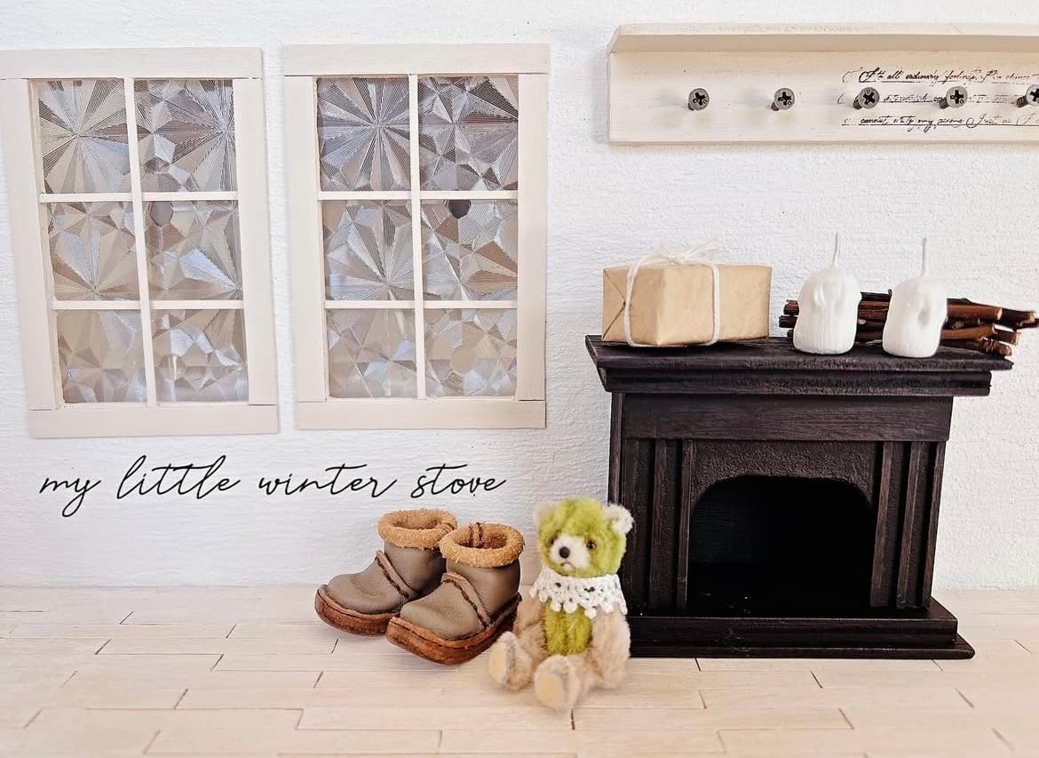 ホワイトモールディング壁と床セット ミニチュア ドールハウス 背景