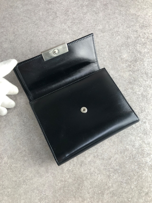 PRADA プラダ 財布 ブラック ロゴ レザー 二つ折り財布 vintage ヴィンテージ オールド j6jr5n