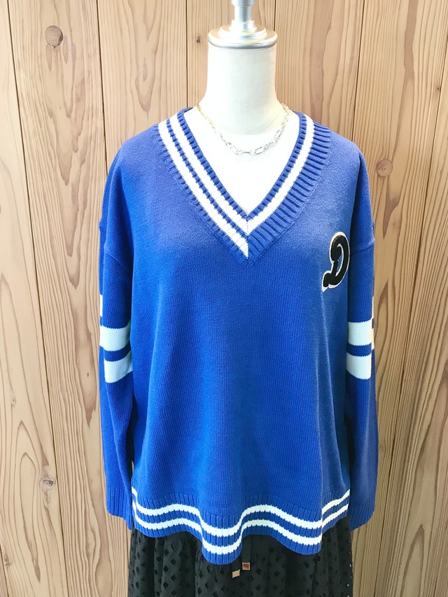 【DOUBLE  STANDARD CLOTHING】DワッペンVネックニットプルオーバー