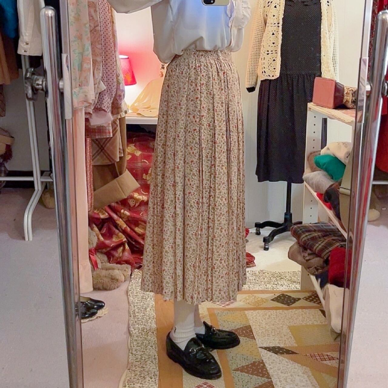 mini rose pleats skirt