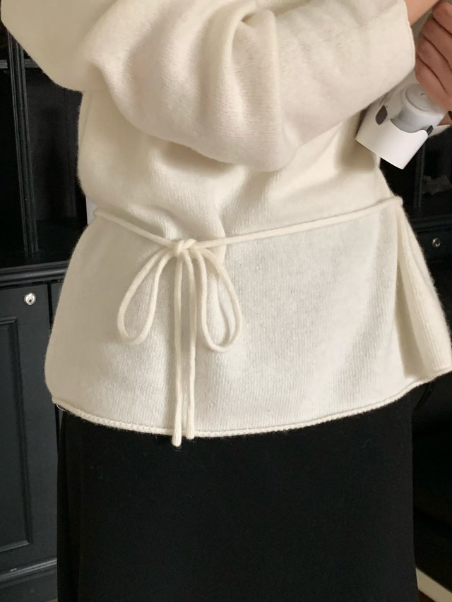 (予約) verveine / Row wholegament deep V-neck knit 3color