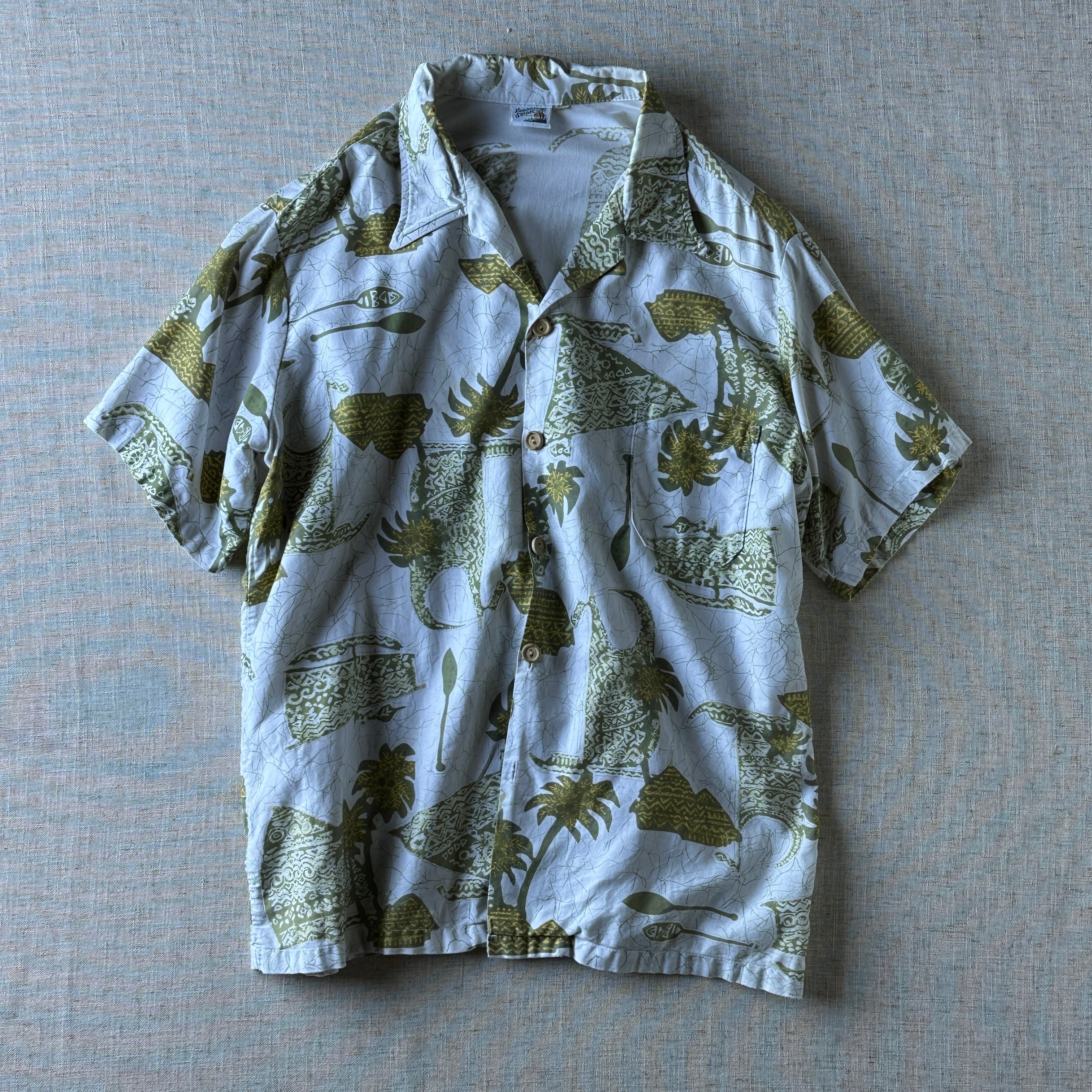 90's Hawaiian Print Open Collar Shirt Unisex L