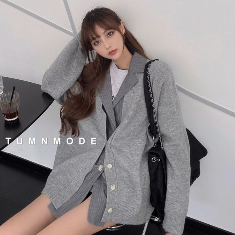 ニットセーター レディースルーズグレージャケット スプリングオータムカーディガン 春物 秋物 YY-ファッション49045392915