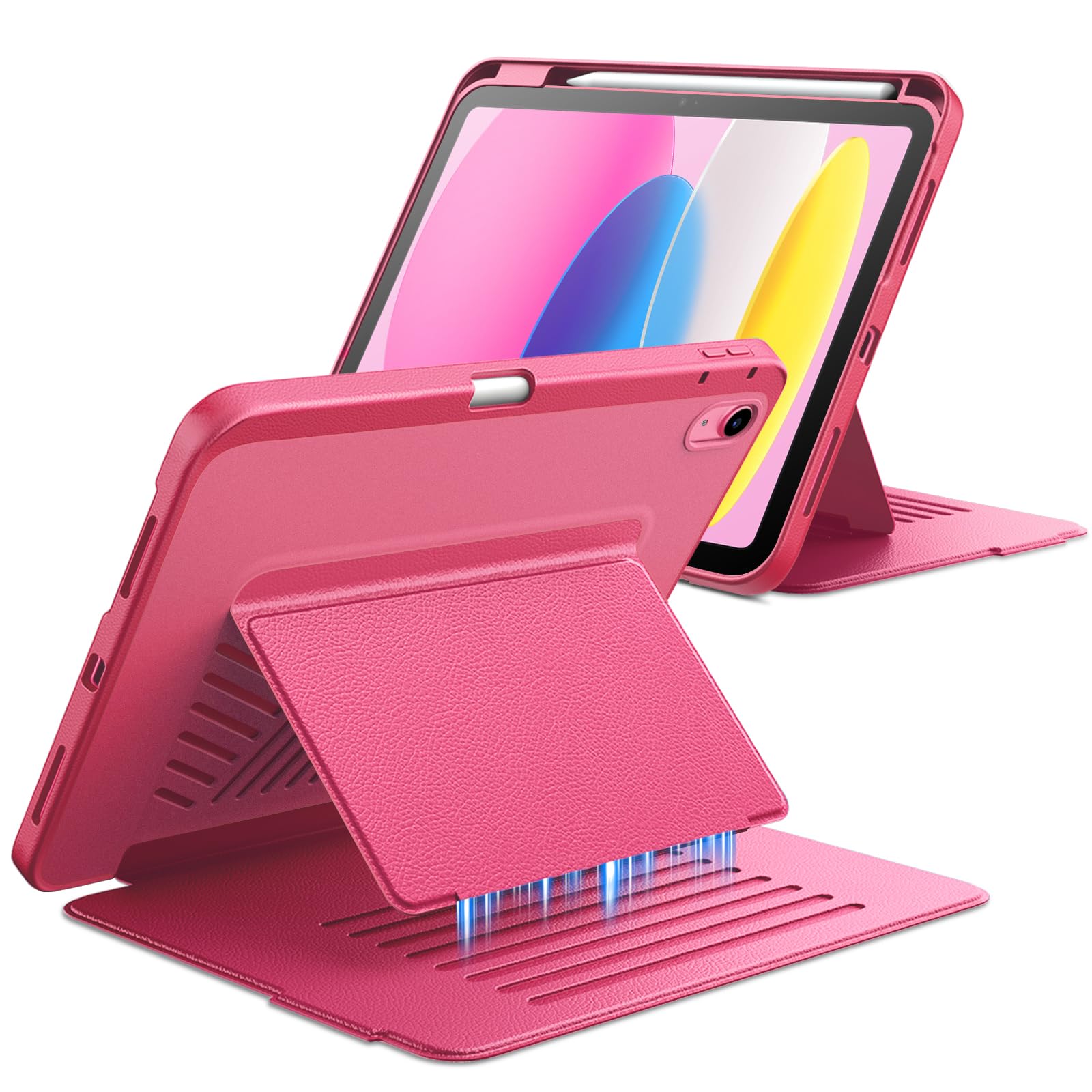 JETech iPad (A16) 第11/10世代用 多角度スタンドケース (ピンク)