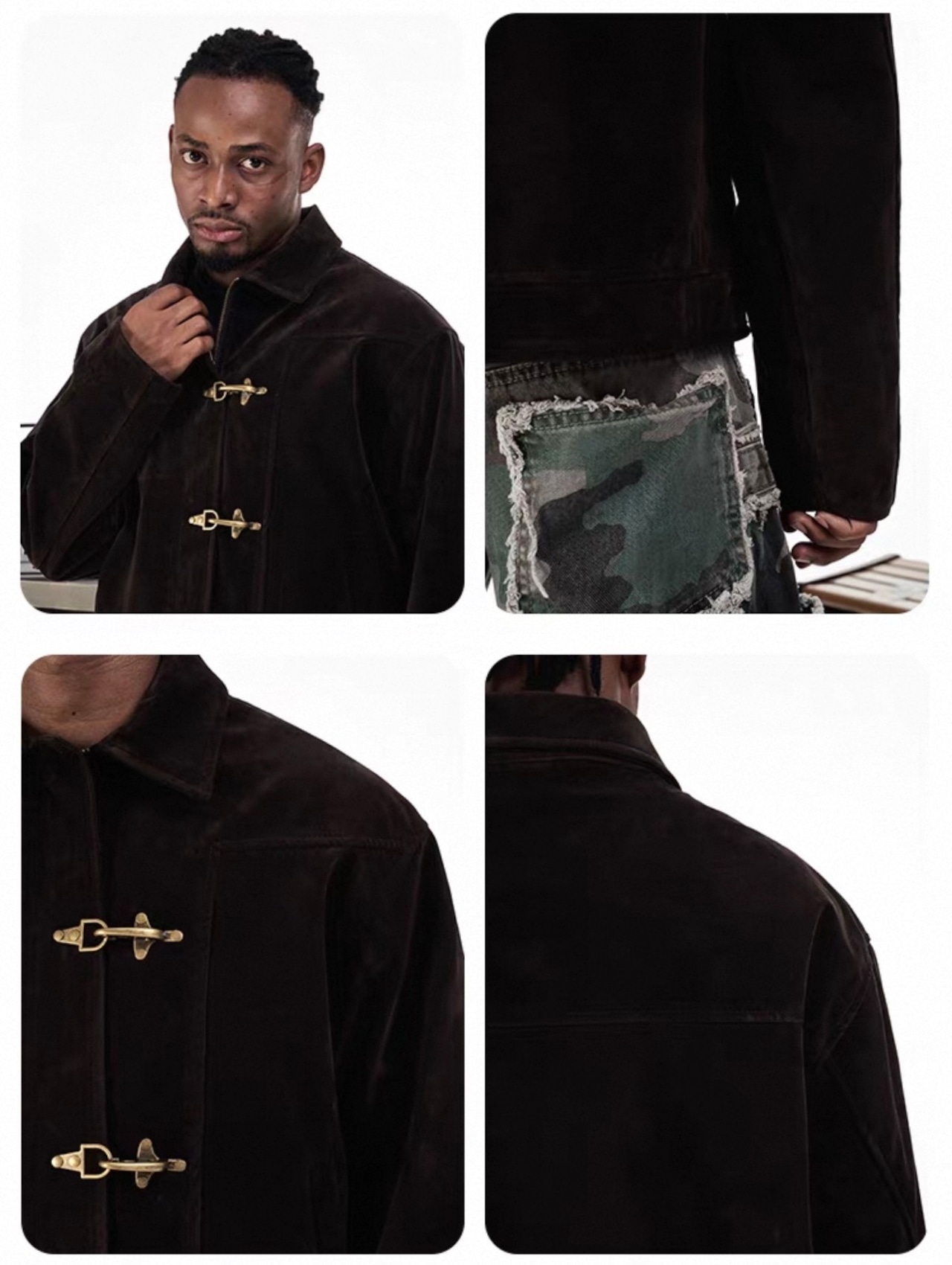 Buckle Metallic Suede Jacket