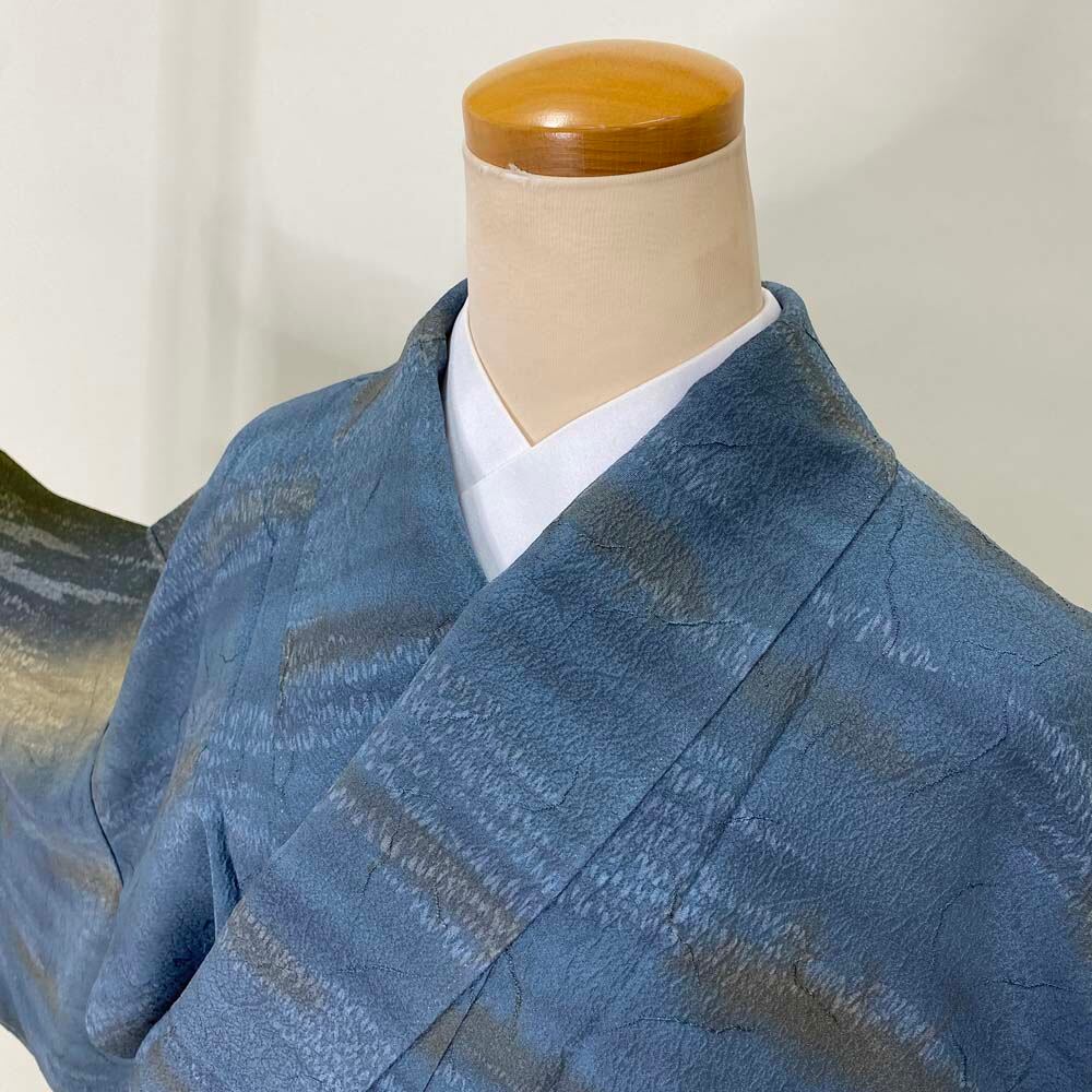 訪問着 中古 藍色 緑 幅広 大きい 裄丈68cm 身丈159cm 結婚式 着物 入学式 卒業式 礼装 3108 訪問着 中古 藍色 緑 幅広 大きい 裄丈68cm 身丈159cm 結婚式 着物